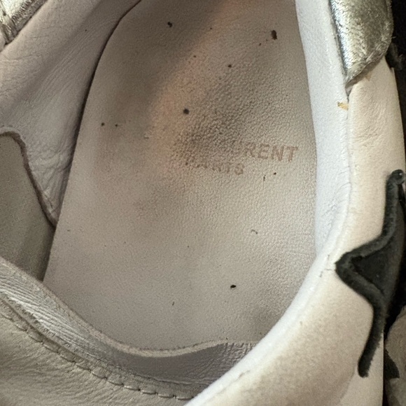 SAINT LAURENT COURT CLASSIC STAR SNEAKERS WHITE & BLACK LEATHER SIZE 37.5 - Picture 10 of 14